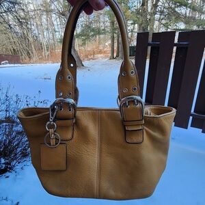 Small Gold Pebbled Leather Tote